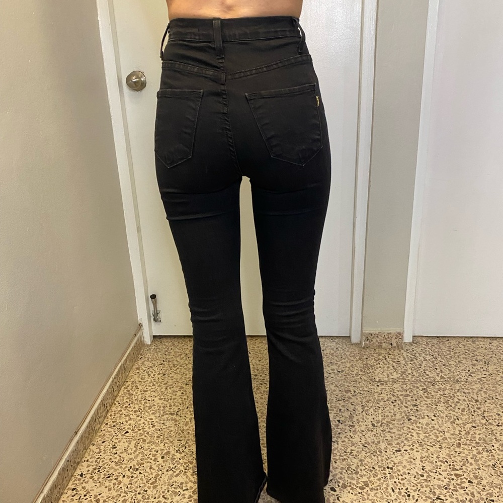 Seven Jeans. Faded black. High rise bell bottom